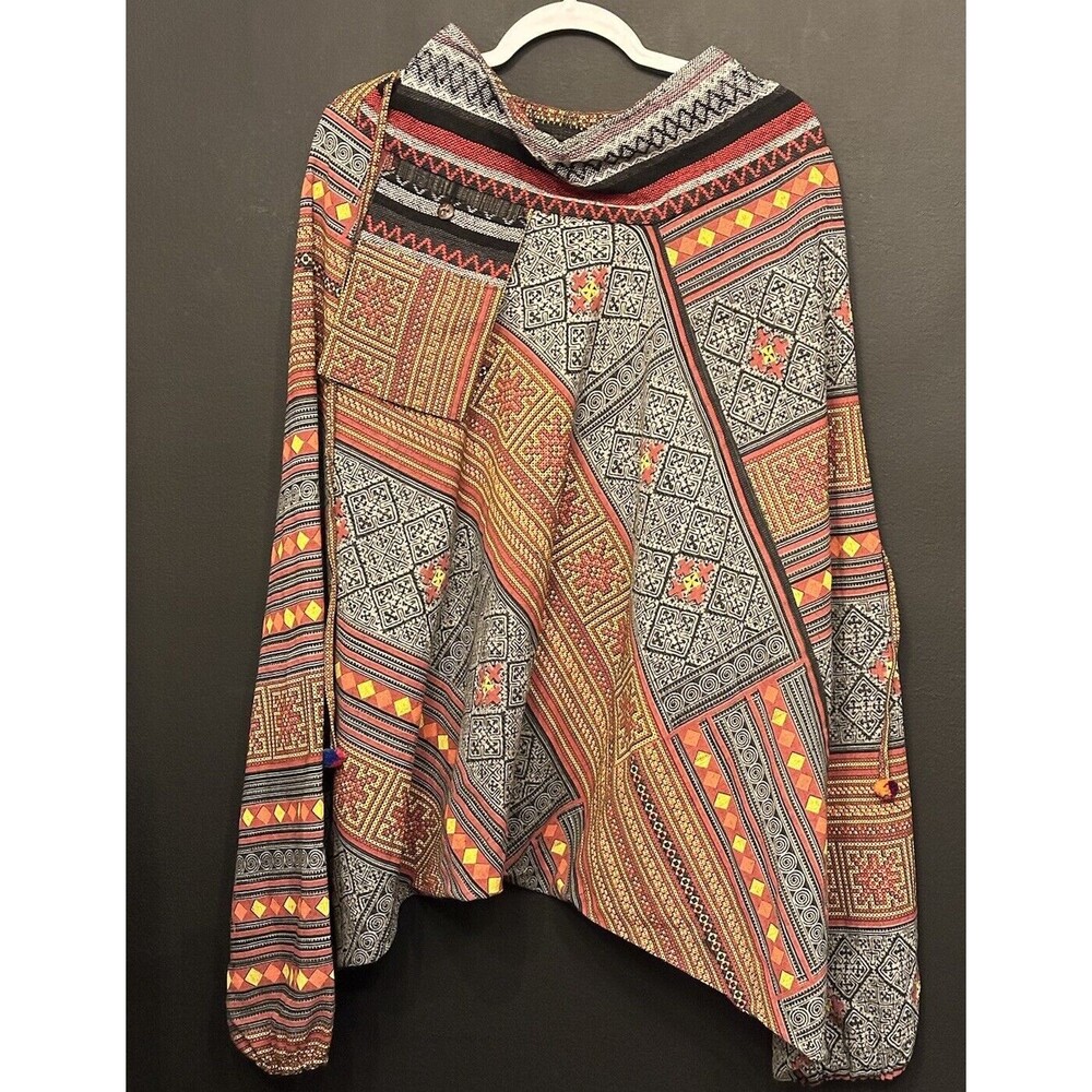 Thailand Boho Wide Leg Harem Pants Cotton  Women's Small Peruvian Print C3
